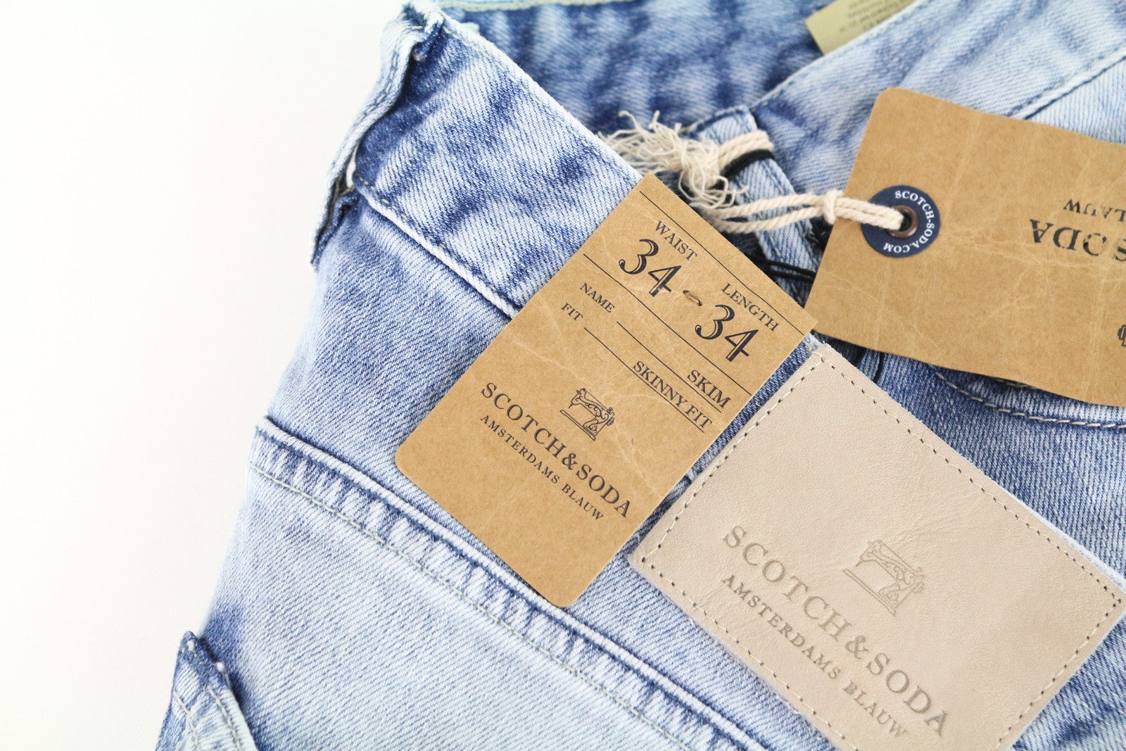 SCOTCH & SODA Skim Men Jeans W34/L34 Blue Cotton Stretch Skinny Fit Wash
