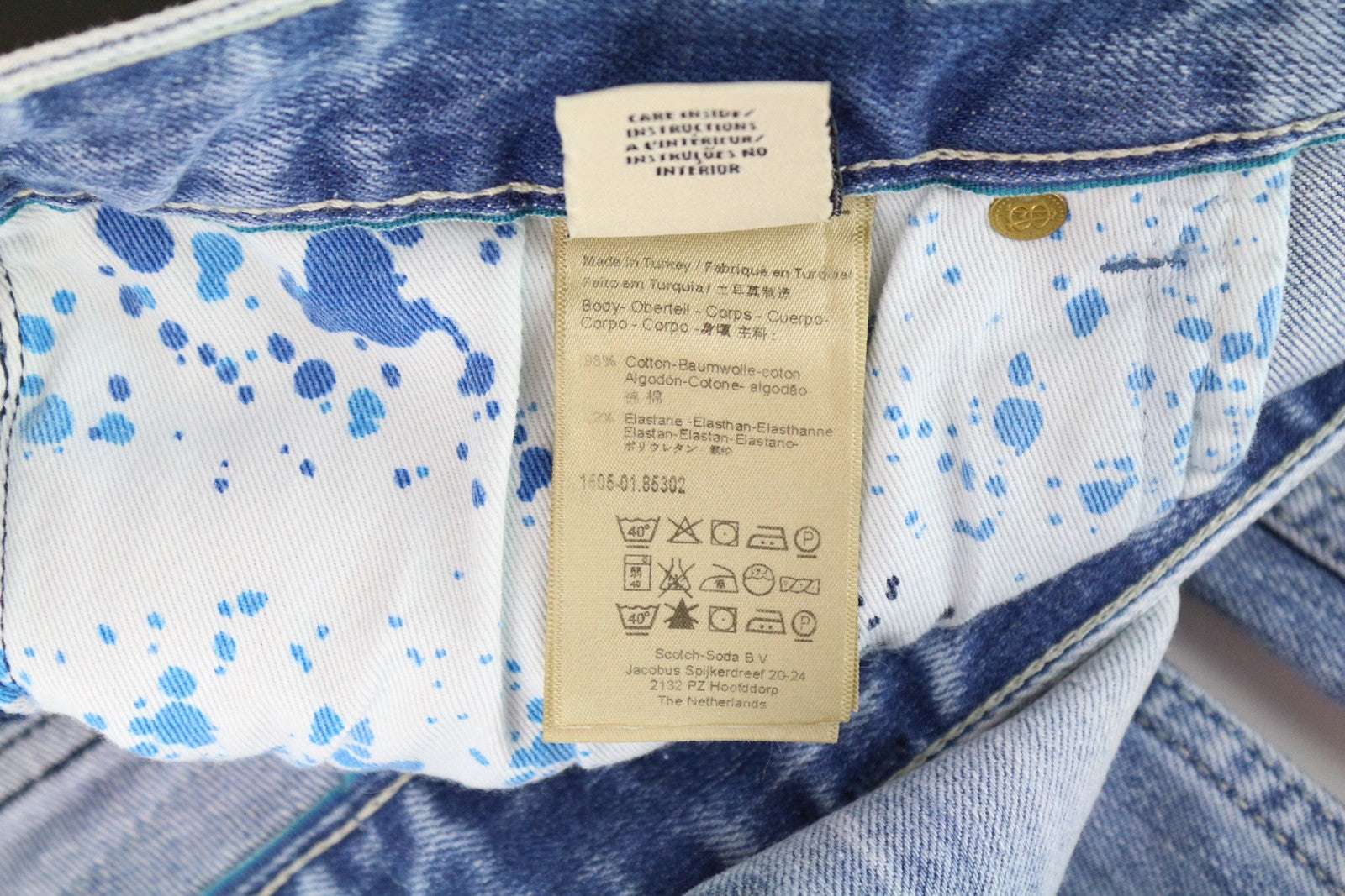 SCOTCH & SODA Skim Men Jeans W34/L34 Blue Cotton Stretch Skinny Fit Wash