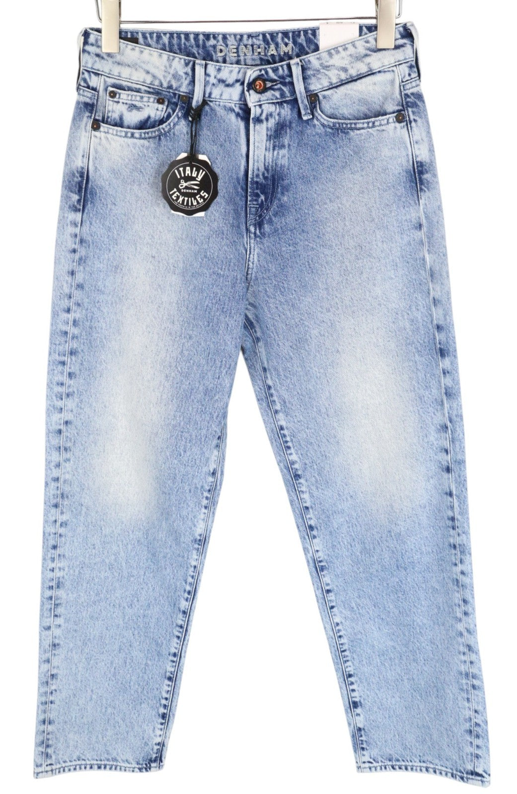 DENHAM Alex Women Jeans W25/L28 Blue Pure Cotton Wide Leg Fit Washed Denim