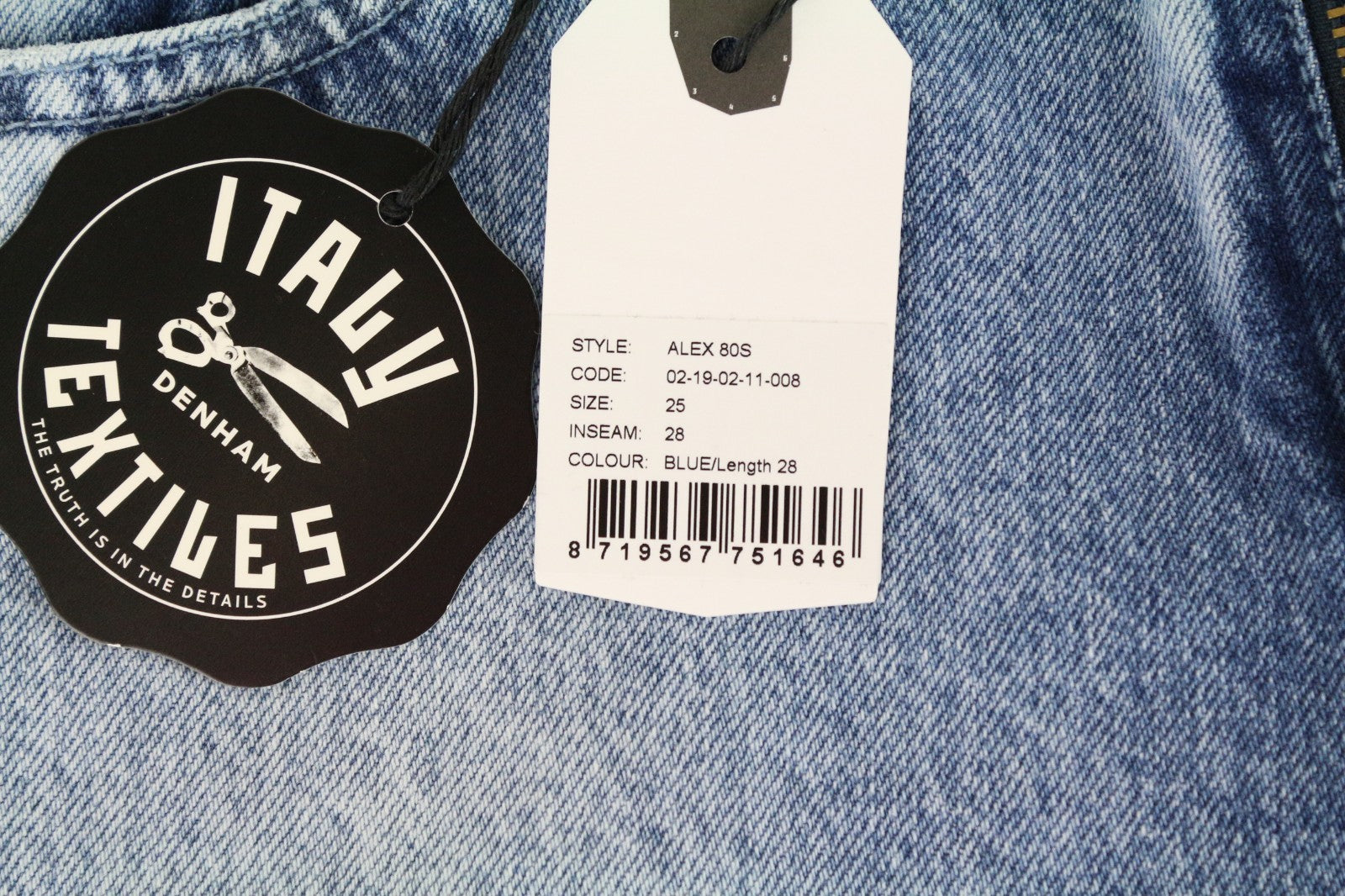 DENHAM Alex Women Jeans W25/L28 Blue Pure Cotton Wide Leg Fit Washed Denim