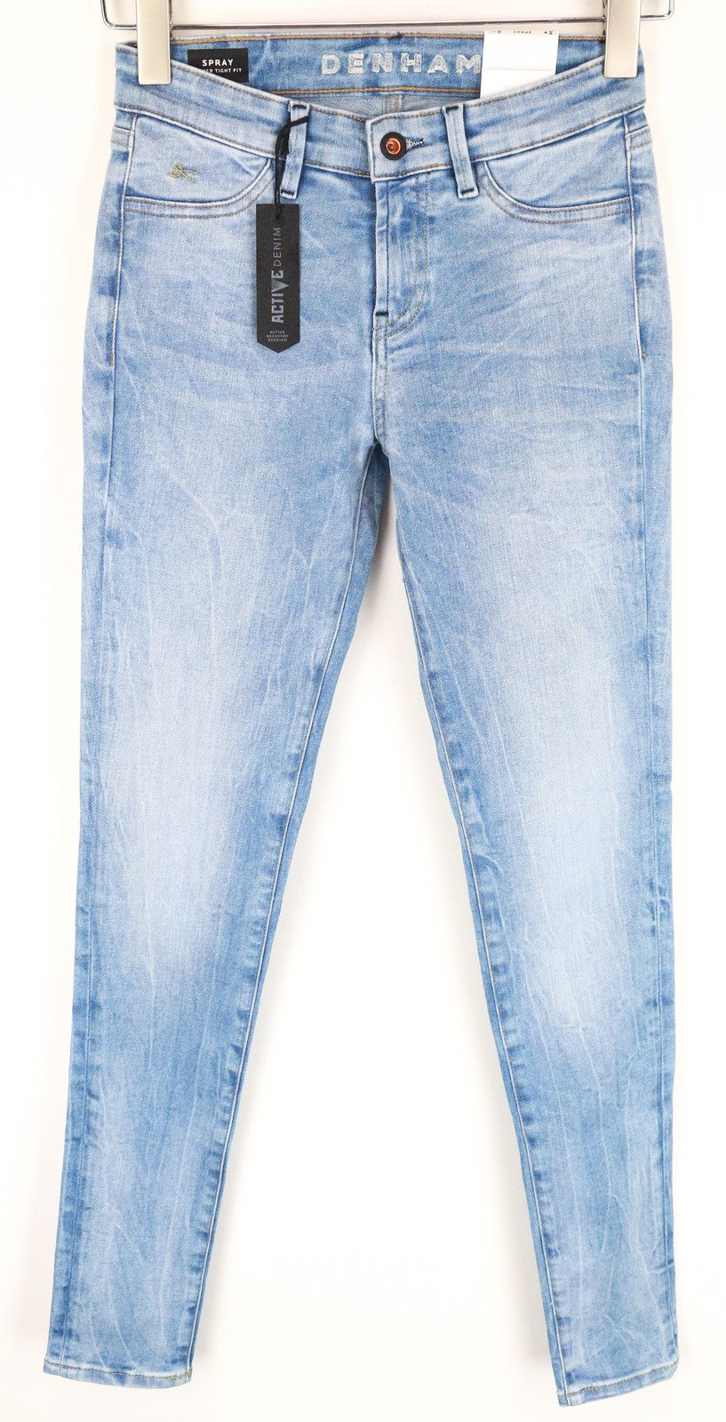 DENHAM Spray Women Jeans W24/L30 Blue Cotton Stretch Super Tight Fit Washed