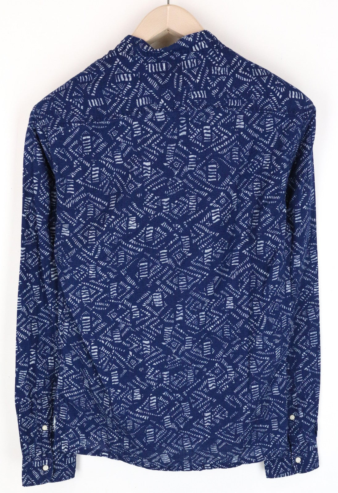 SCOTCH & SODA Ams Couture Men Shirt S Blue Cotton Linen Indigo Patterned