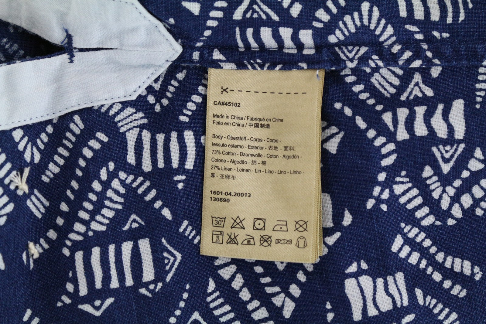 SCOTCH & SODA Ams Couture Men Shirt S Blue Cotton Linen Indigo Patterned