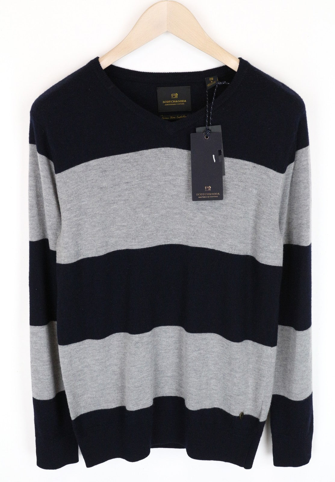 SCOTCH & SODA Ams Couture Men Sweatshirt S Grey Wool Blend Long Sleeve Pull On