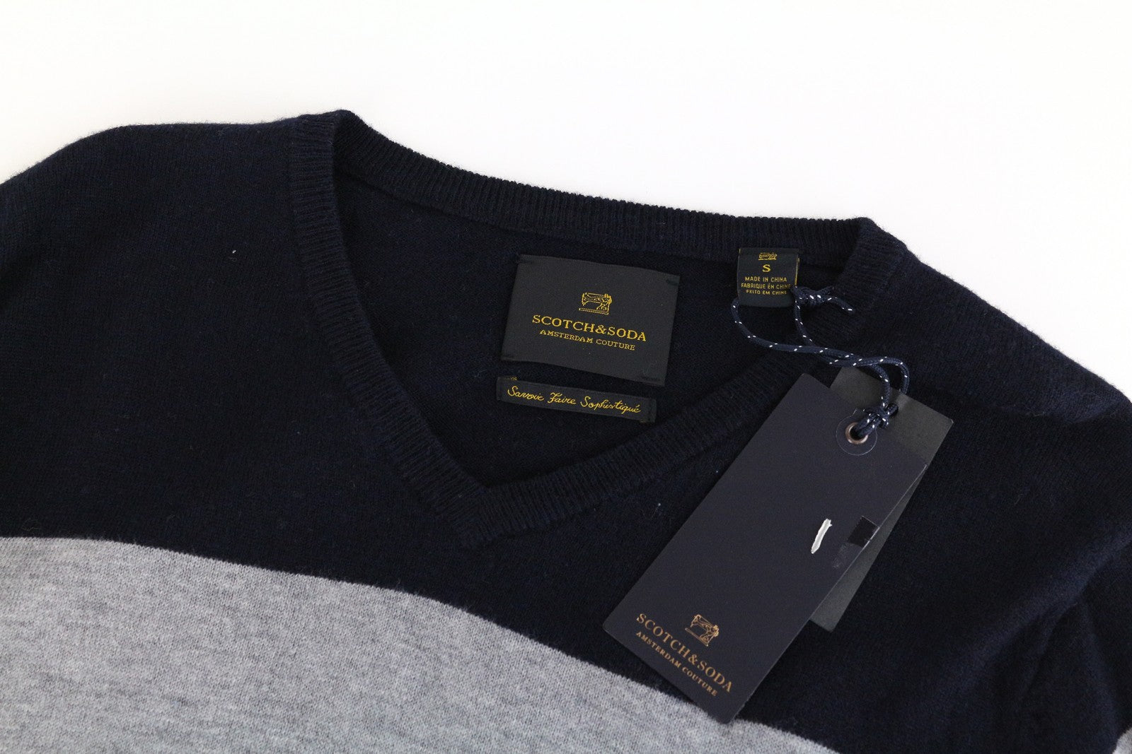 SCOTCH & SODA Ams Couture Men Sweatshirt S Grey Wool Blend Long Sleeve Pull On