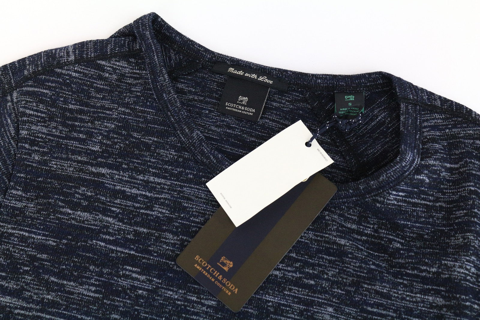 SCOTCH & SODA Ams Couture Men T-Shirt S Dark Navy Cotton Blend Short Sleeved