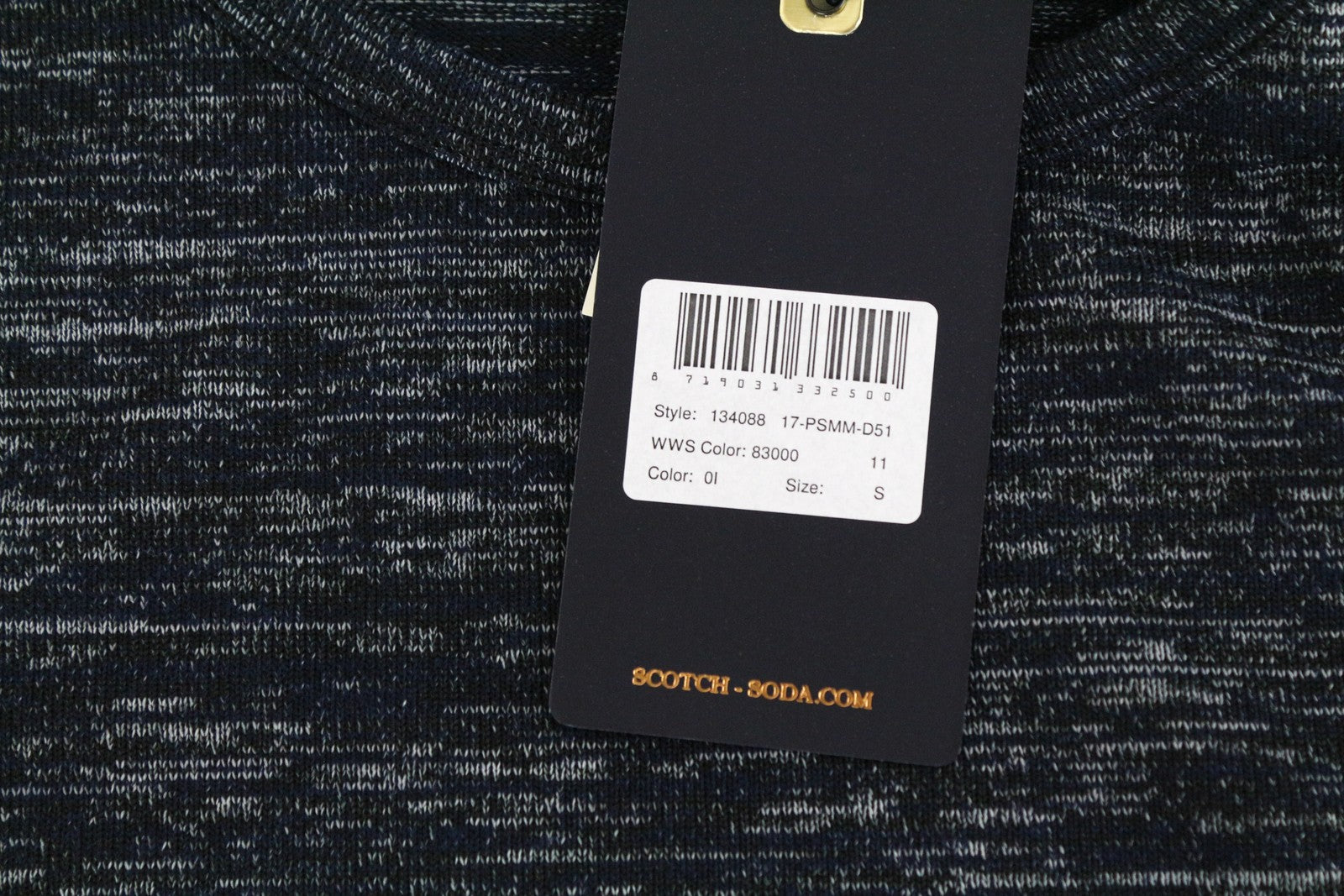 SCOTCH & SODA Ams Couture Men T-Shirt S Dark Navy Cotton Blend Short Sleeved