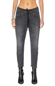 DIESEL D-Fayza Jogg 068FS Women Jeans W24 Dark Grey Whiskers Faded Cropped