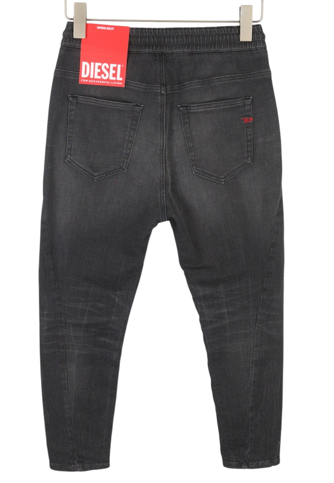 DIESEL D-Fayza Jogg 068FS Women Jeans W24 Dark Grey Whiskers Faded Cropped