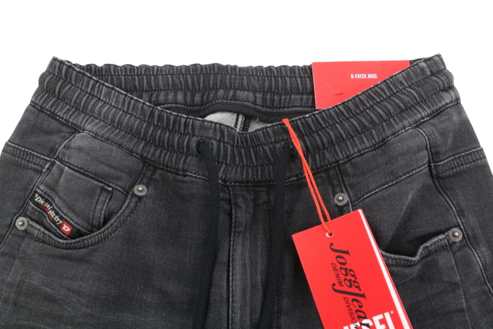 DIESEL D-Fayza Jogg 068FS Women Jeans W24 Dark Grey Whiskers Faded Cropped