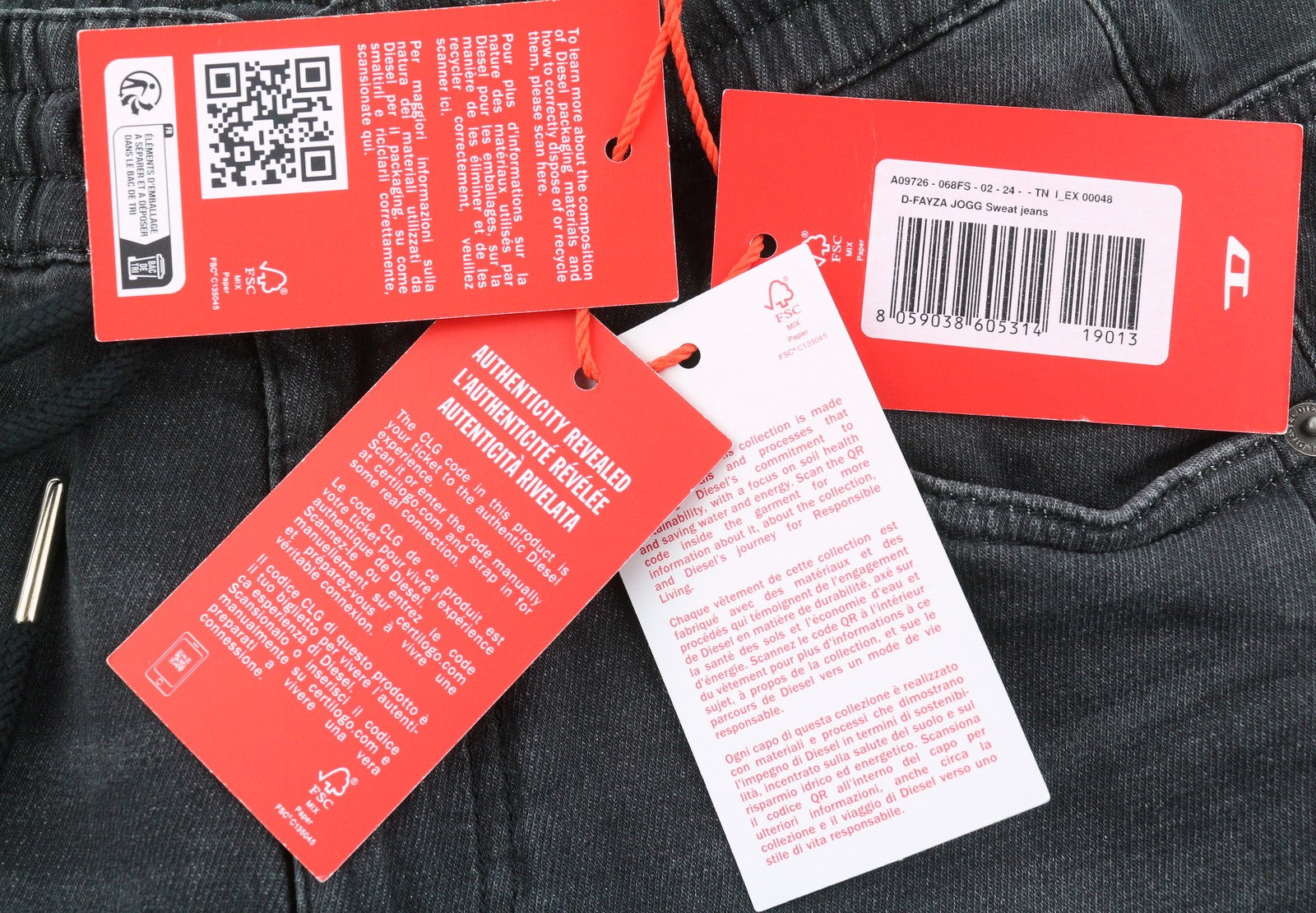 DIESEL D-Fayza Jogg 068FS Women Jeans W24 Dark Grey Whiskers Faded Cropped