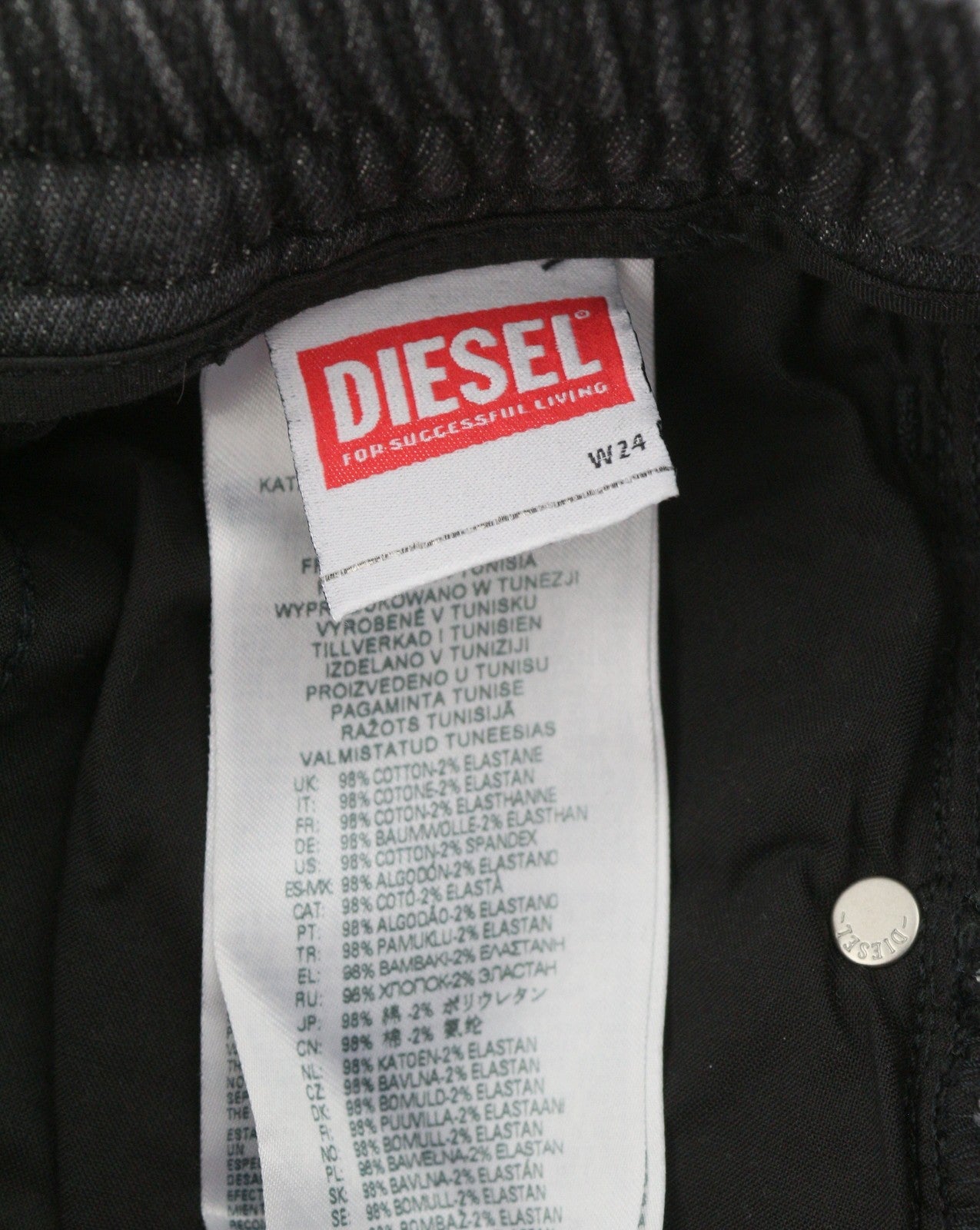 DIESEL D-Fayza Jogg 068FS Women Jeans W24 Dark Grey Whiskers Faded Cropped