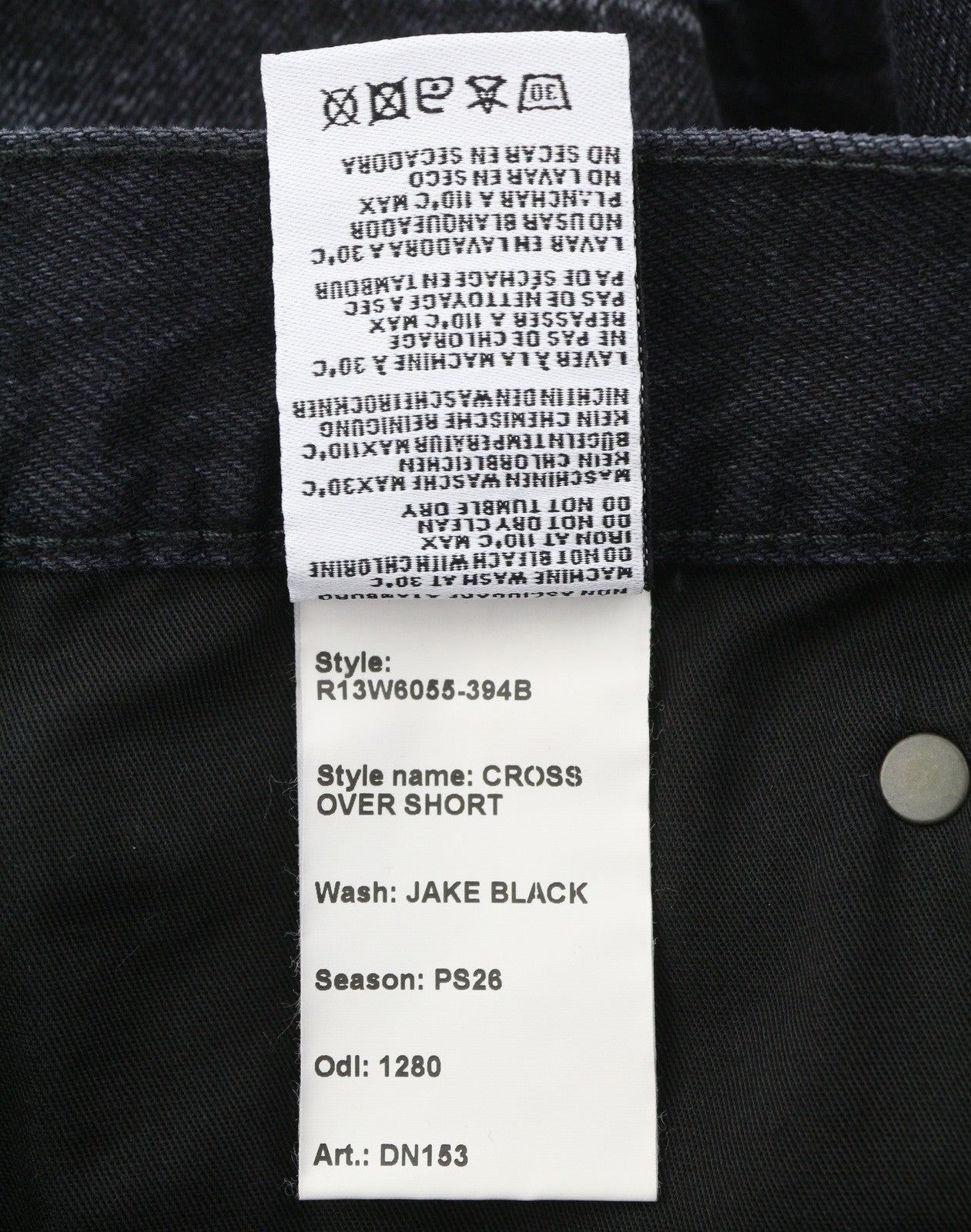 R13 Cross Over Women Shorts 27 Jake Black Whiskers Faded Distress PS26