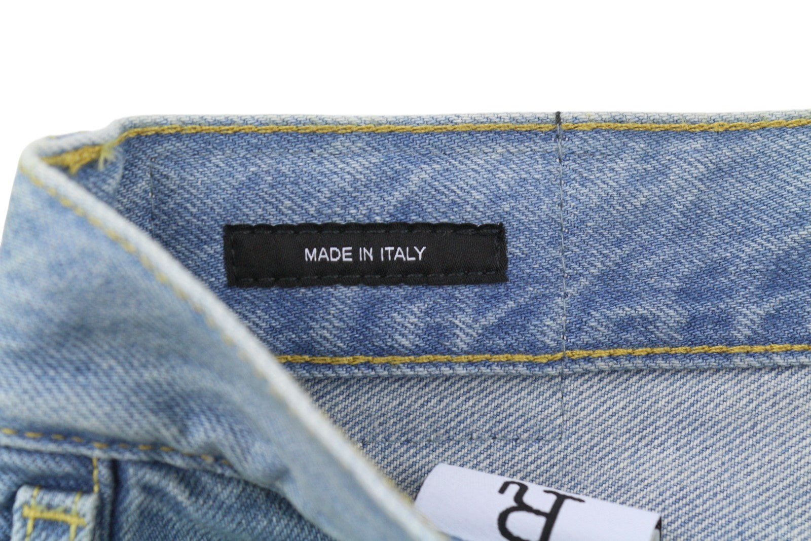 R13 Cross Over Women Shorts 24 Bain Blue Asymmetric Button Fastening Denim