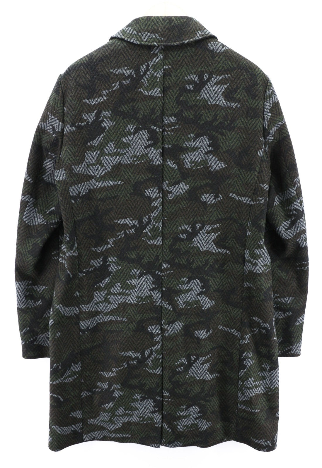TOMMY HILFIGER Herringbone Camo Men Coat ~M Single Breasted Wool Blend Tailored