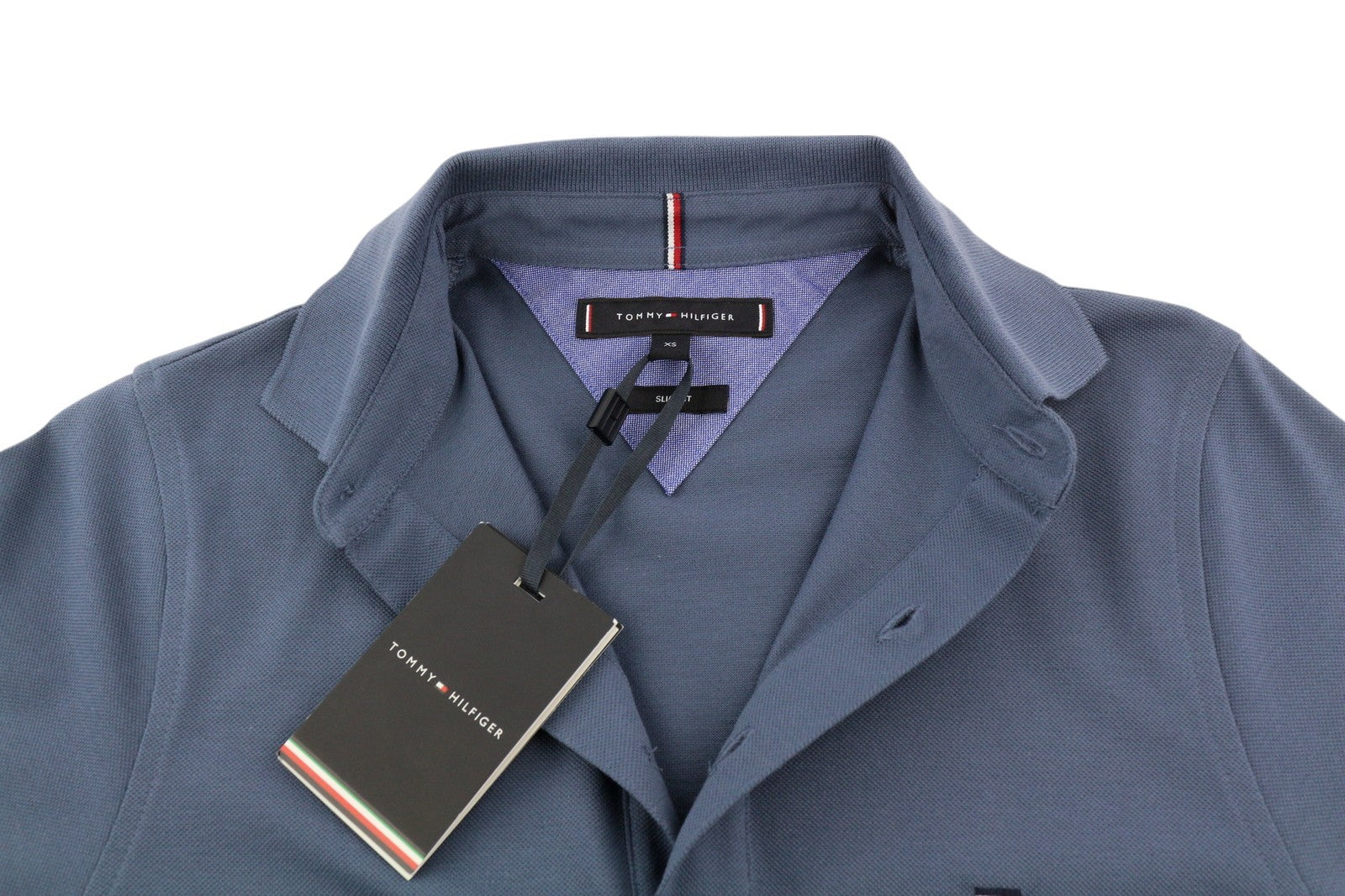 TOMMY HILFIGER Slim Polo Men T-Shirt XS Faded Blue Short Sleeve Cotton