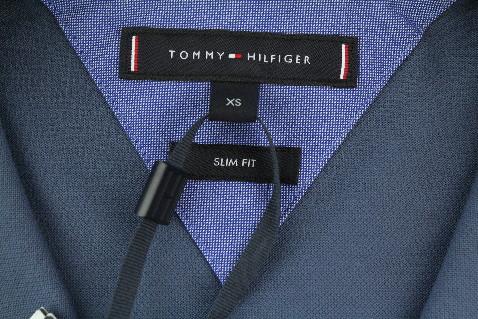 TOMMY HILFIGER Slim Polo Men T-Shirt XS Faded Blue Short Sleeve Cotton