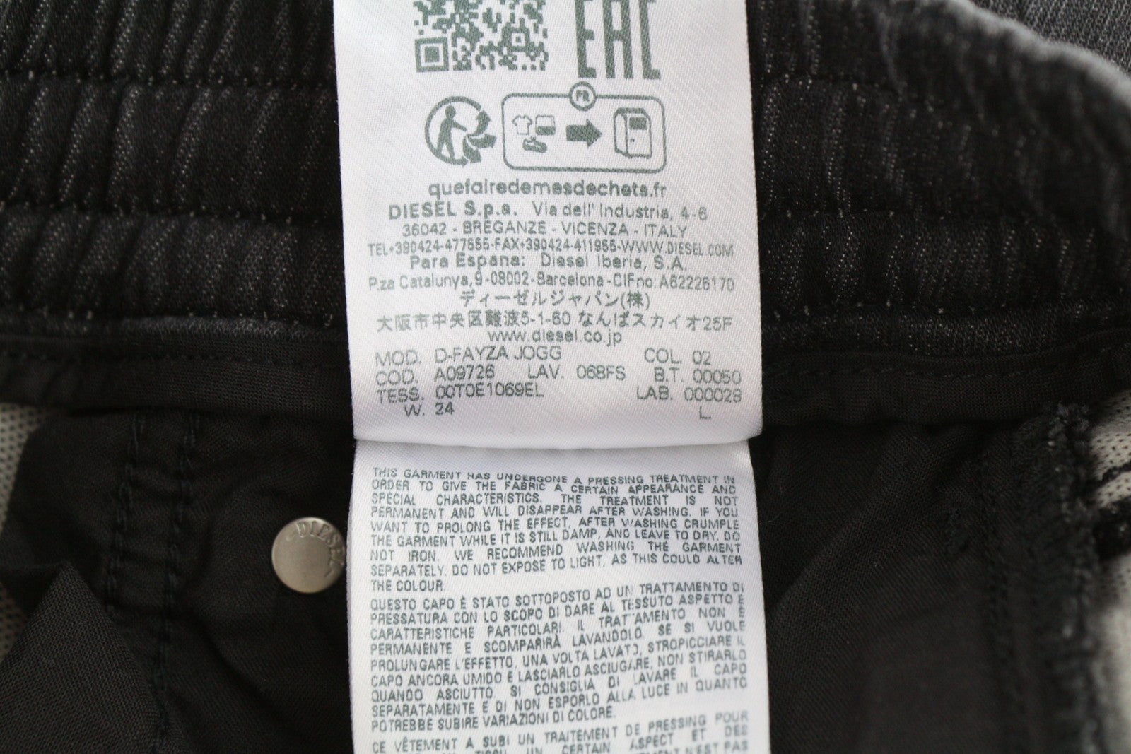 DIESEL D-Fayza Jogg 068FS Women Jeans W24 Grey Whiskers Faded Cropped