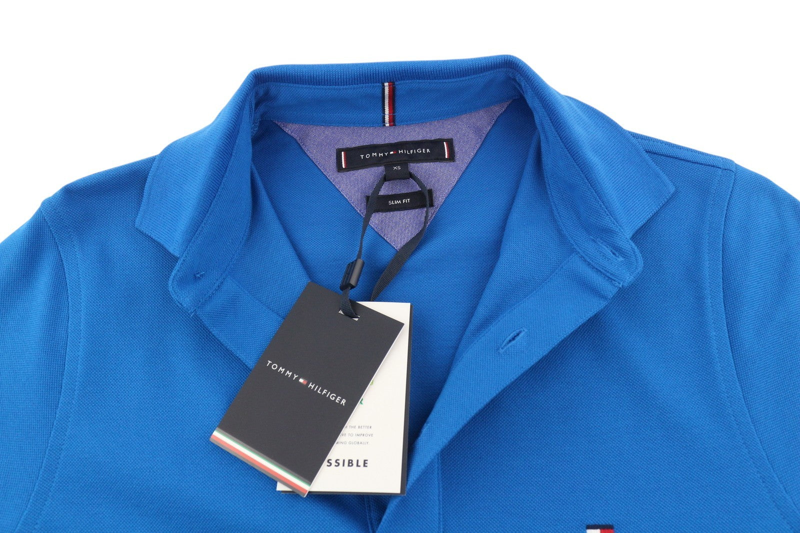 TOMMY HILFIGER Slim Polo Blue Men T-Shirt XS Short Sleeve Casual Logo