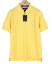 TOMMY HILFIGER Men T-Shirt 2XL Yellow Premium Pique Slim Fit Short Sleeve