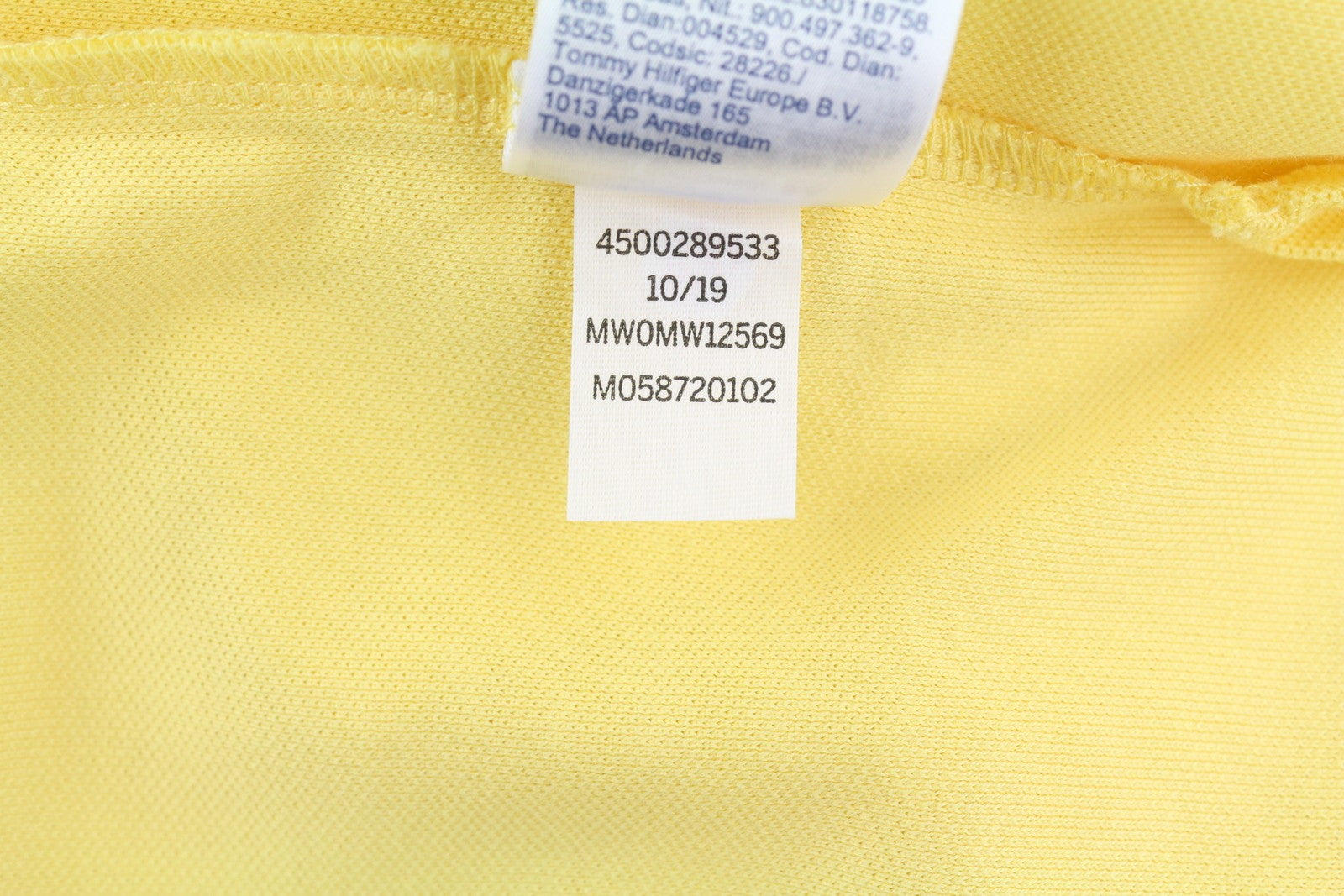 TOMMY HILFIGER Men T-Shirt 2XL Yellow Premium Pique Slim Fit Short Sleeve
