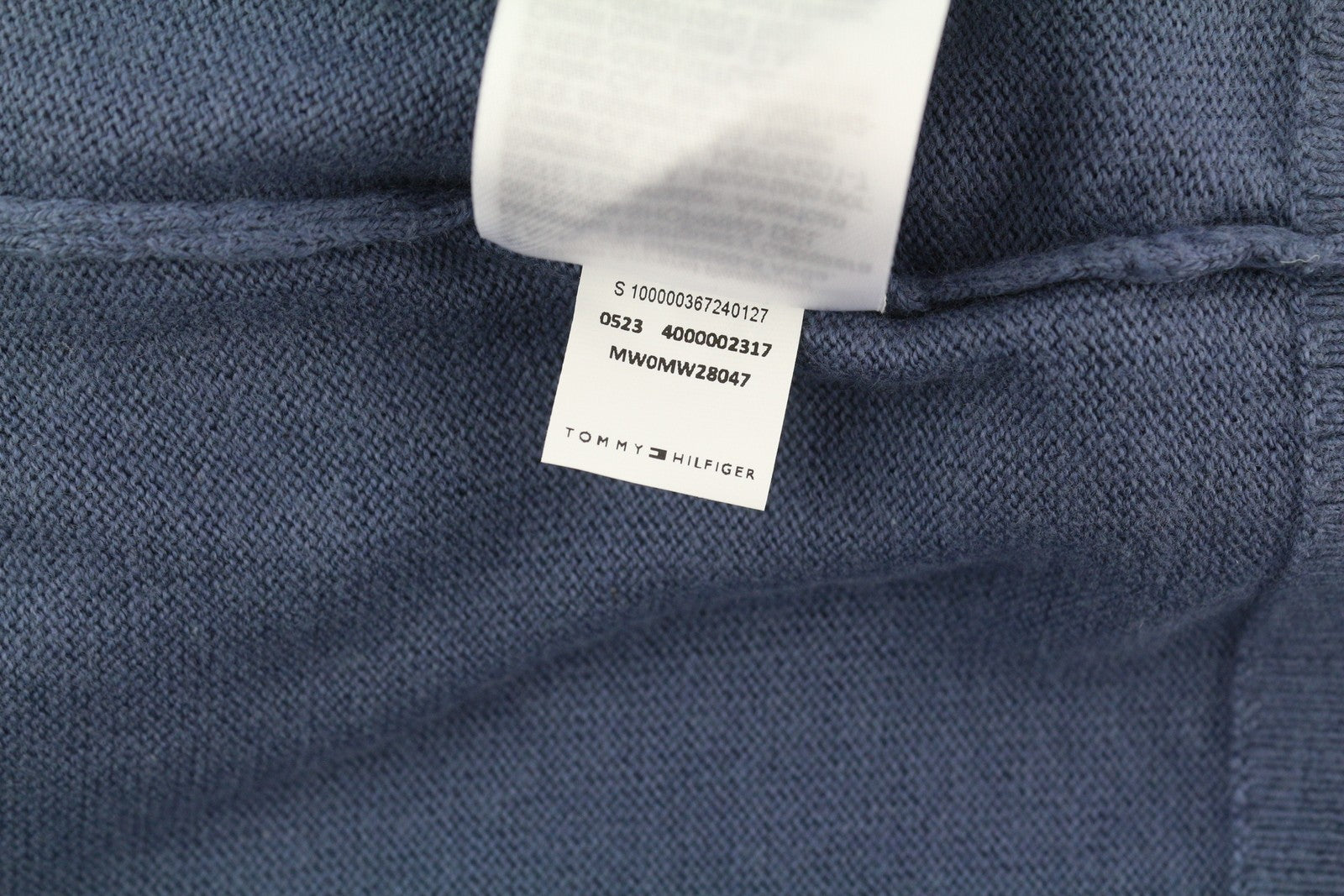 TOMMY HILFIGER Pima Org Ctn Cashmere V Neck Men Jumper XS Blue Pull On Knitted