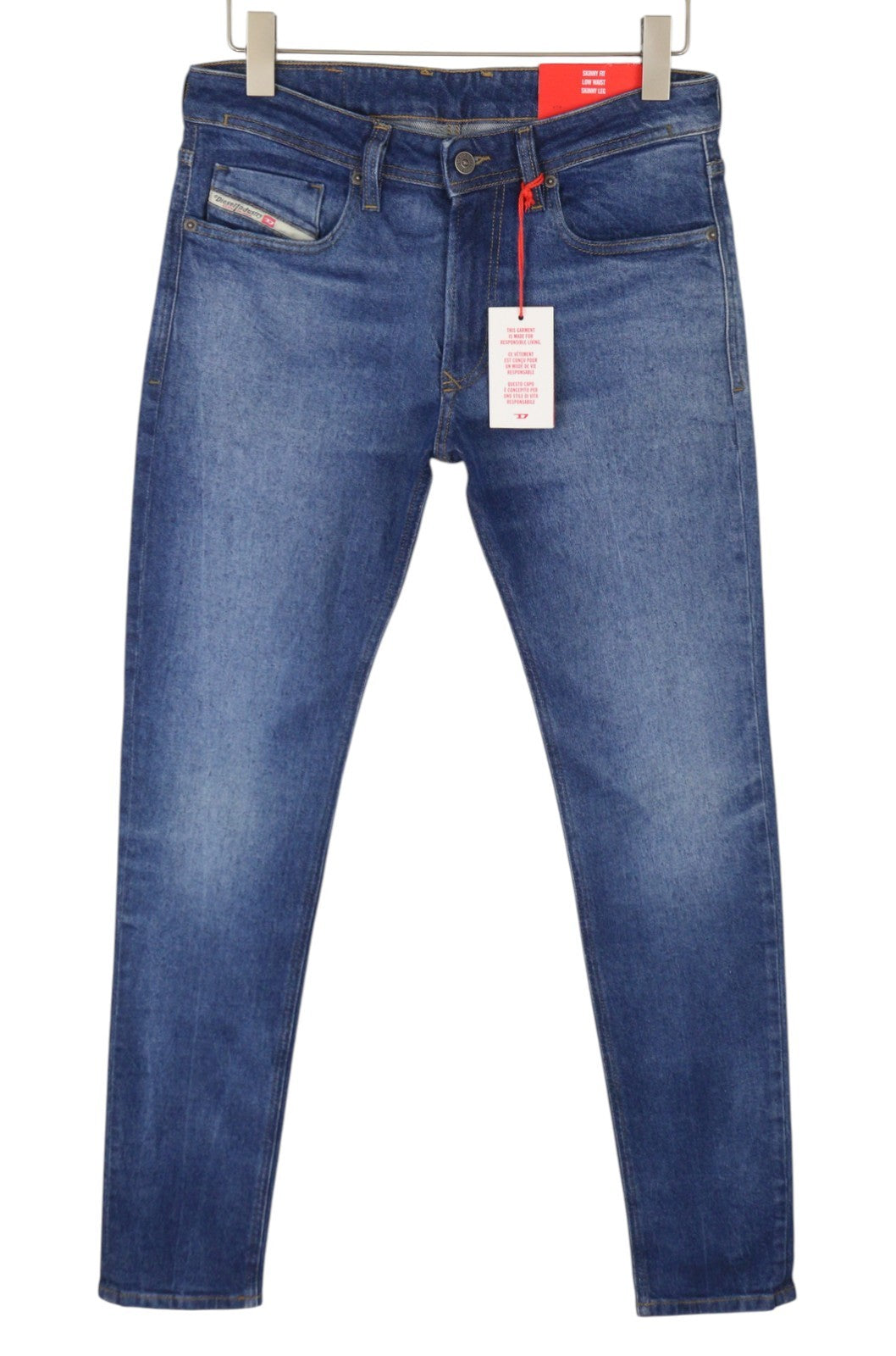 DIESEL 1979 Sleenker 0ENAH Men Jeans W30/L32 Blue Faded Whiskers Skinny Fit
