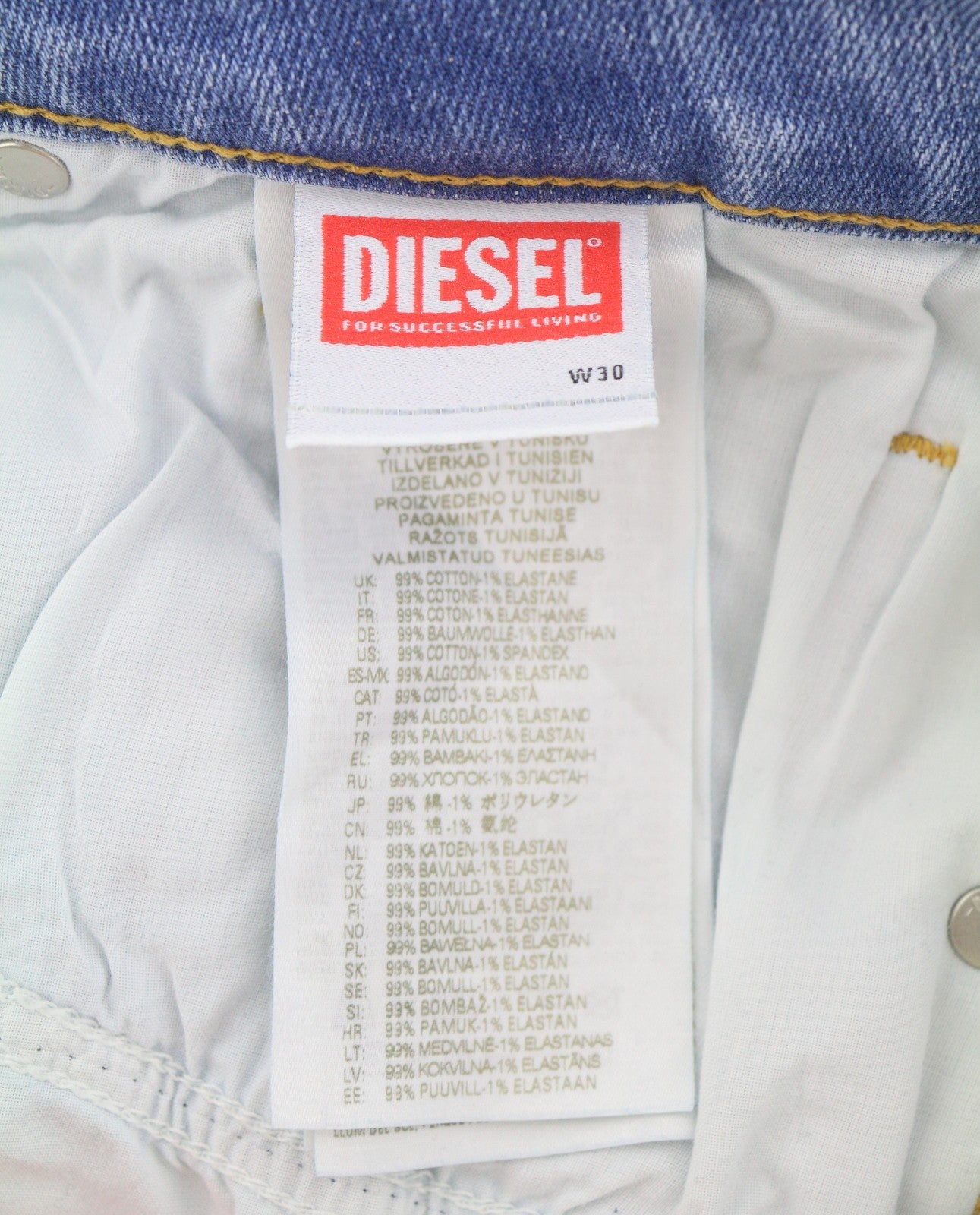 DIESEL D-Yennox 09F77 Men Jeans W30/L32 Blue Faded Regular Fit Tapered Leg