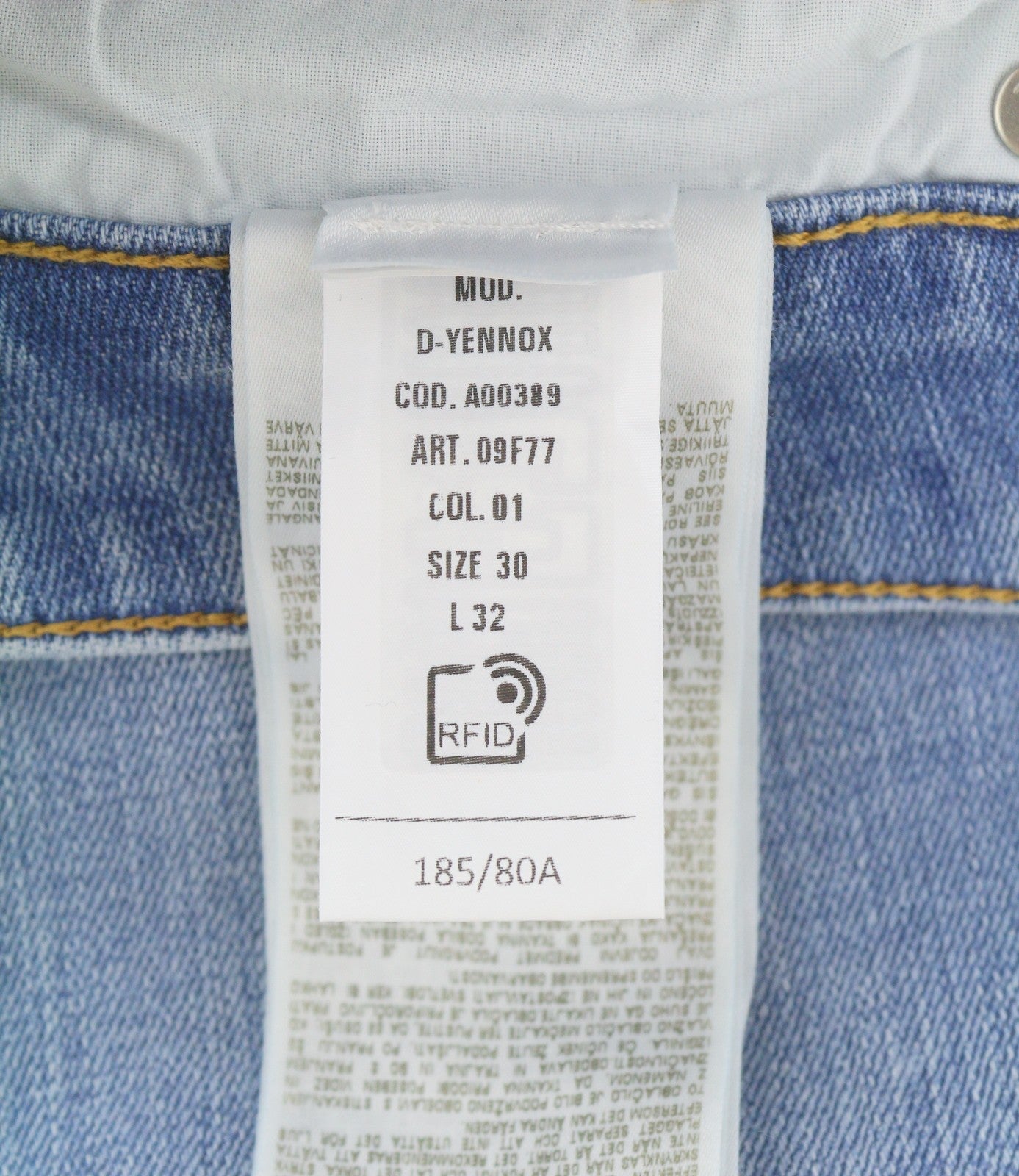 DIESEL D-Yennox 09F77 Men Jeans W30/L32 Blue Faded Regular Fit Tapered Leg