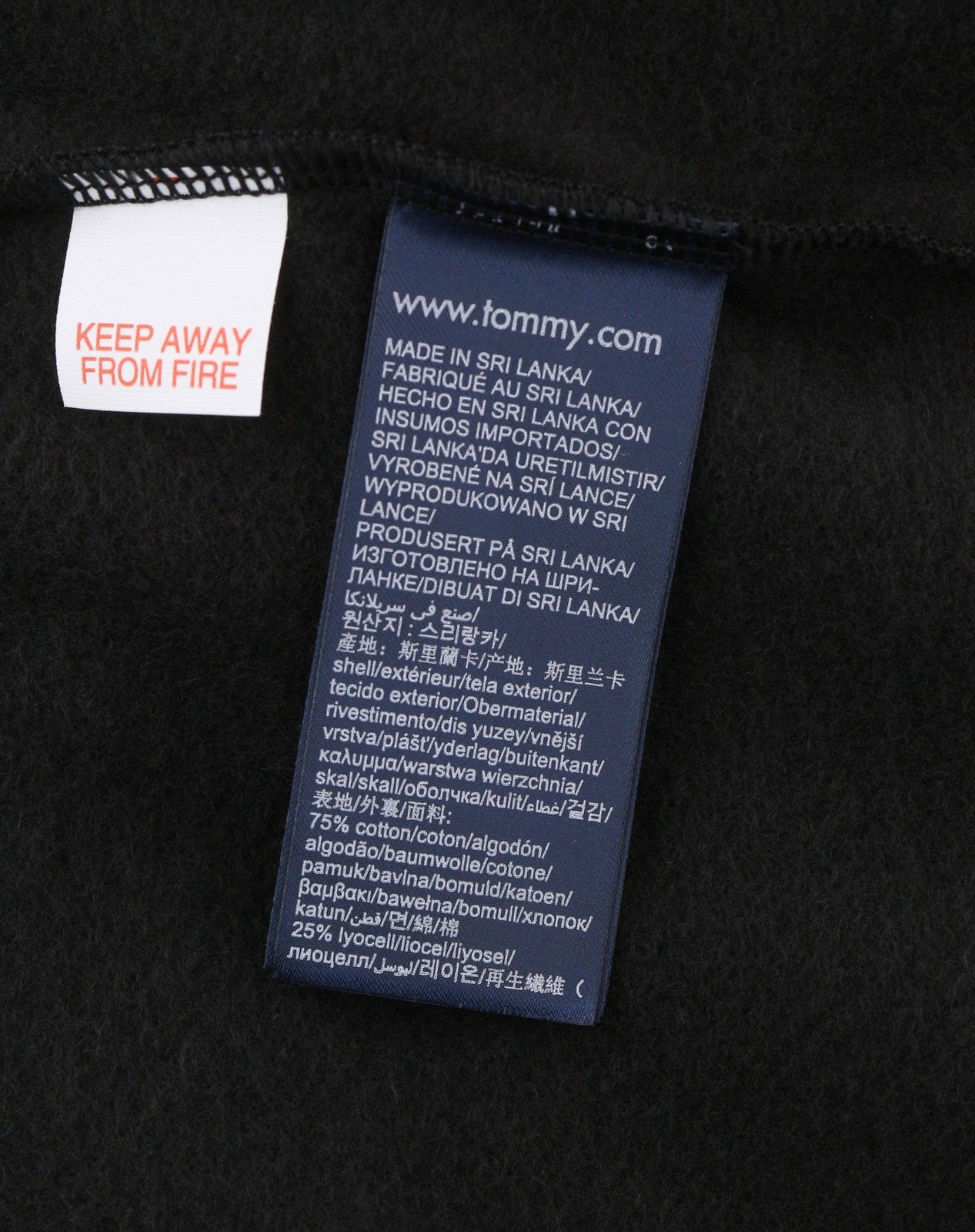 TOMMY HILFIGER OH Men Hoodie M Pull On Black Front Logo Pyjama Top Sleepwear