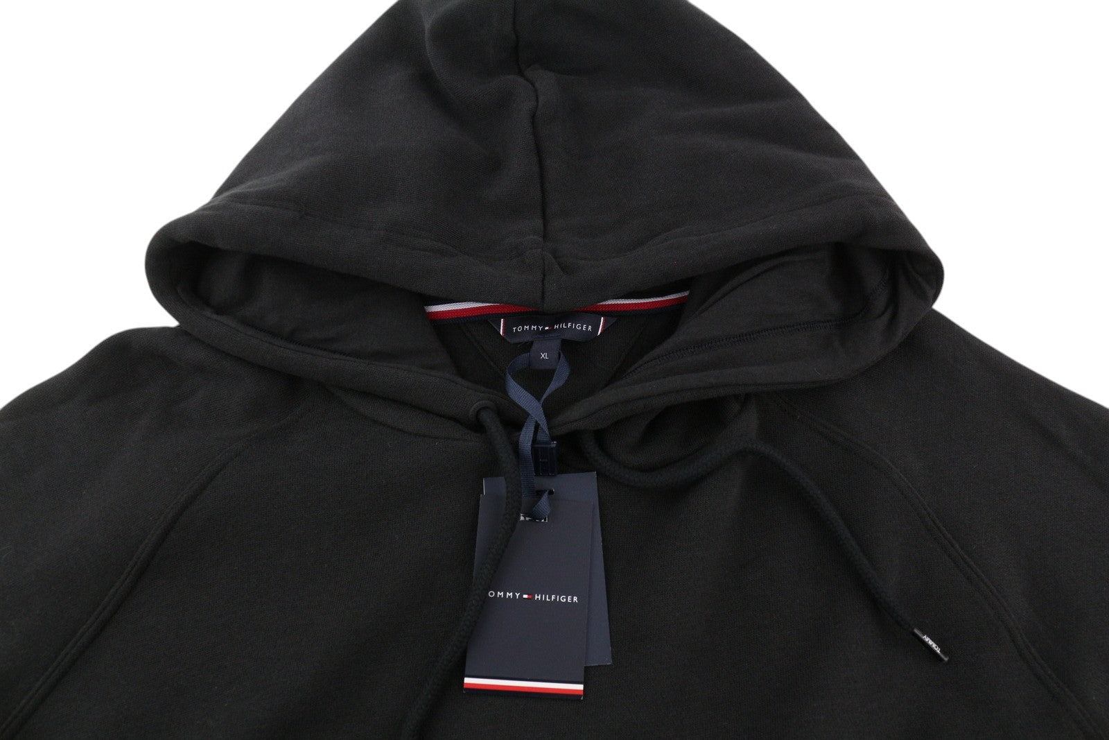 TOMMY HILFIGER OH Men Hoodie XL Pull On Black Front Logo Pyjama Top Sleepwear