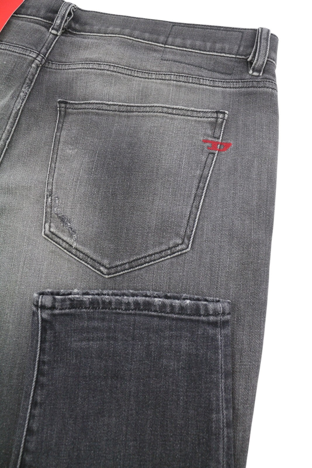 DIESEL 2019 D-Strukt 09G03 Men Jeans W38/L32 Grey Faded Whiskers Distress Slim