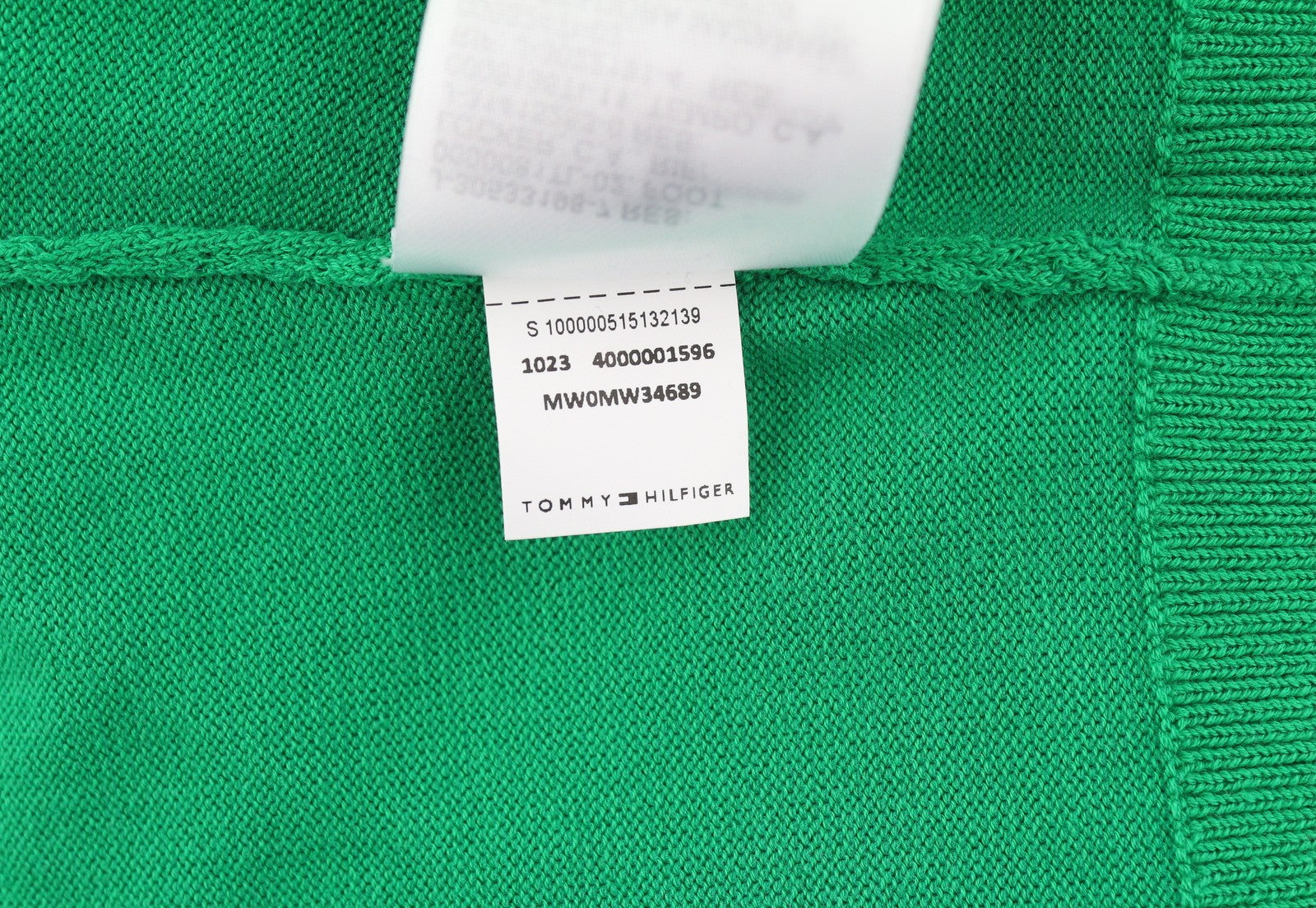 TOMMY HILFIGER Monotype Tipped Men Jumper S Green Knitted Crew Neck Pull On