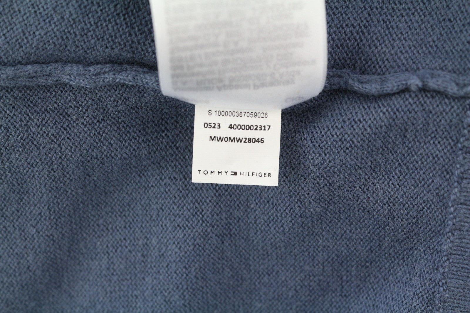 TOMMY HILFIGER Pima Org Ctn Cashmere V Neck Men Jumper 2XL Pull On Knitted Blue