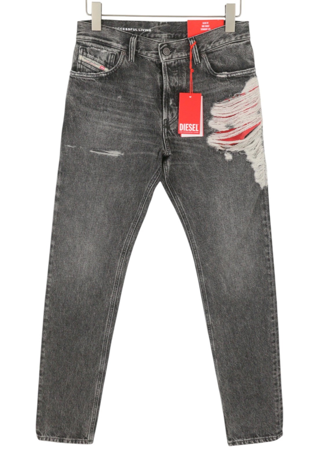 DIESEL 1995 D-Sark 007S1 Men Jeans W30 Grey Faded Distress Slim Straight RRP285