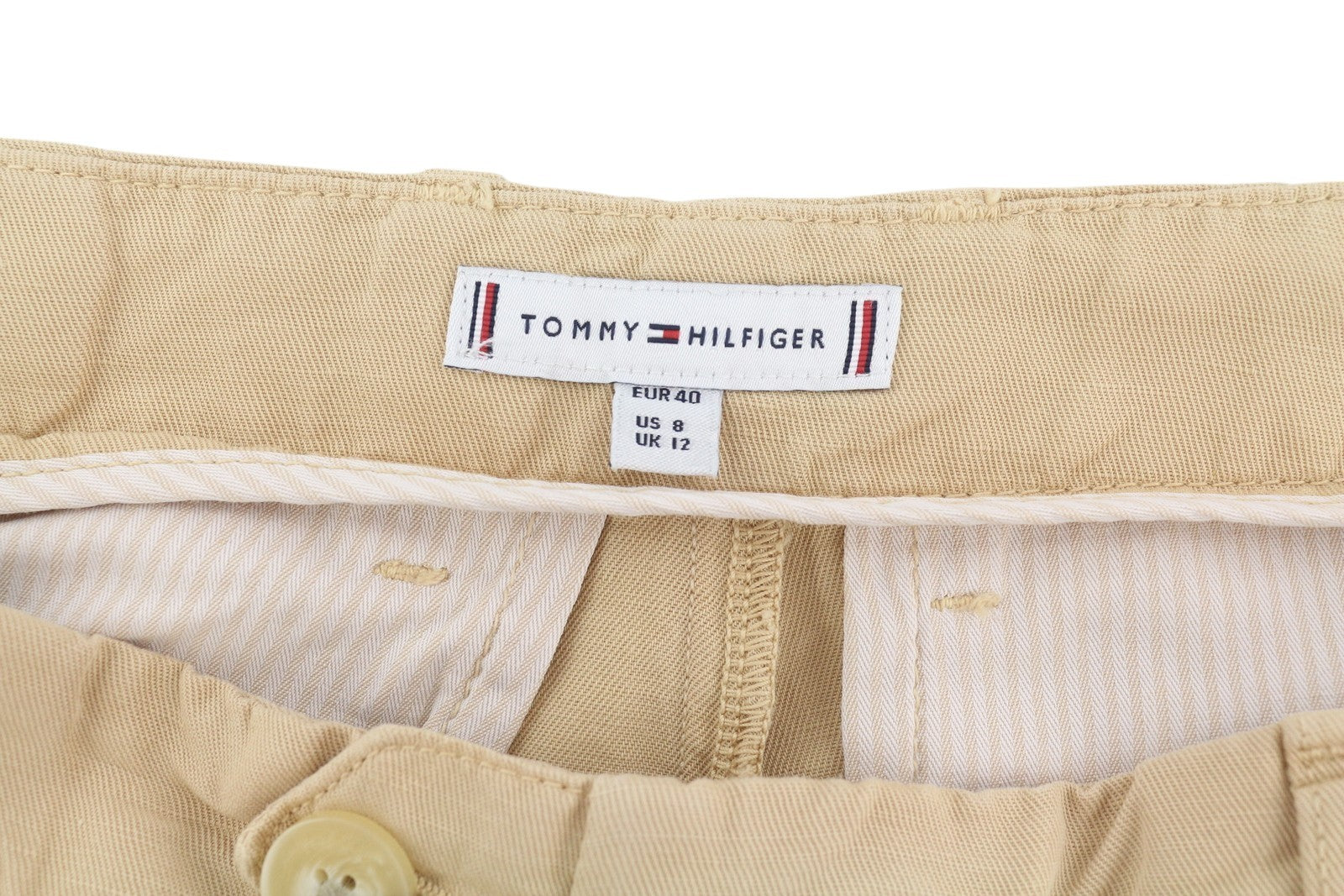 TOMMY HILFIGER Women Trousers EU40 Brown Linen Blend Flared Leg Pleated RRP196