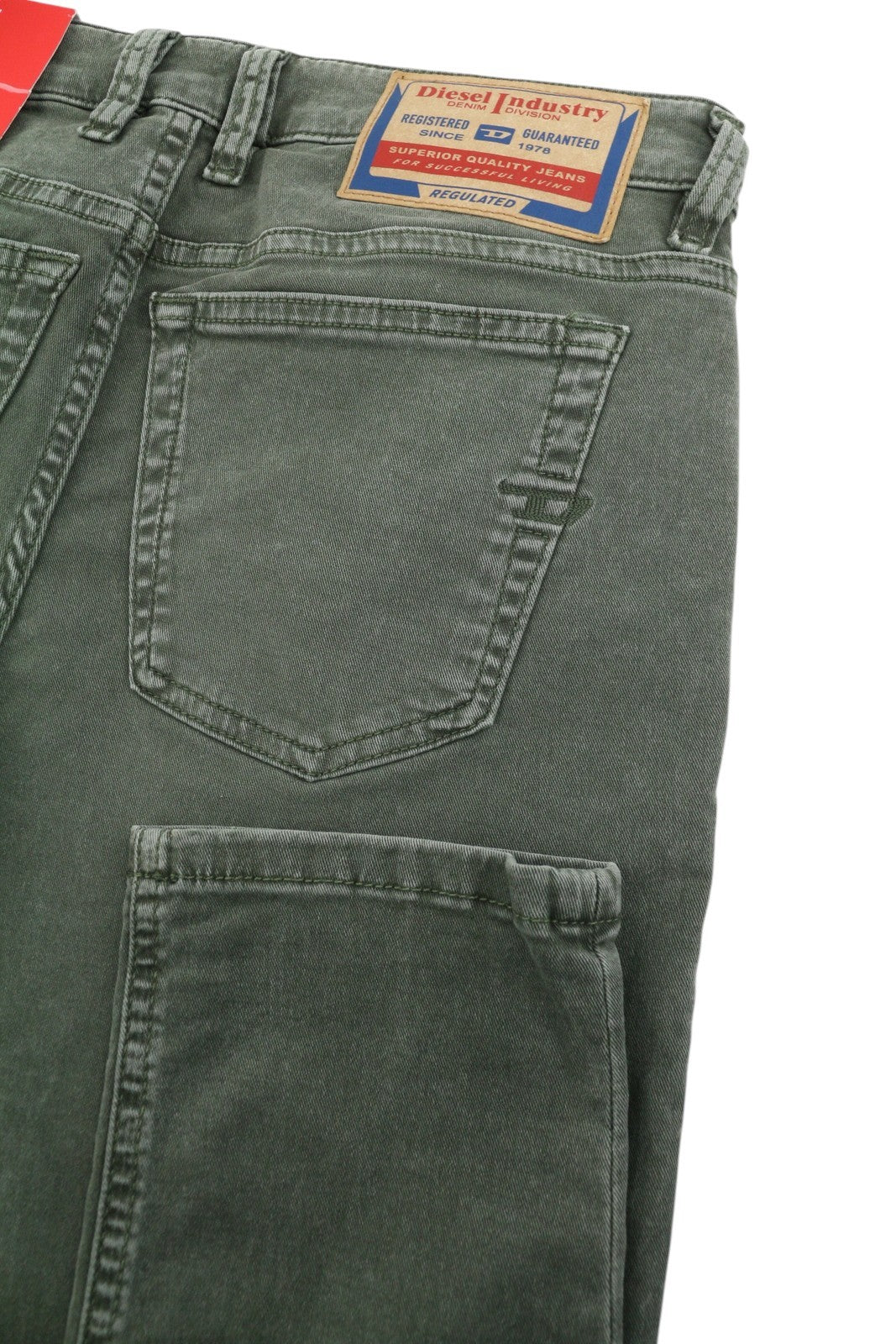DIESEL 1979 Sleenker 0ENAK Men Jeans W29/L32 Green Whiskers Low Waist Skinny Fit