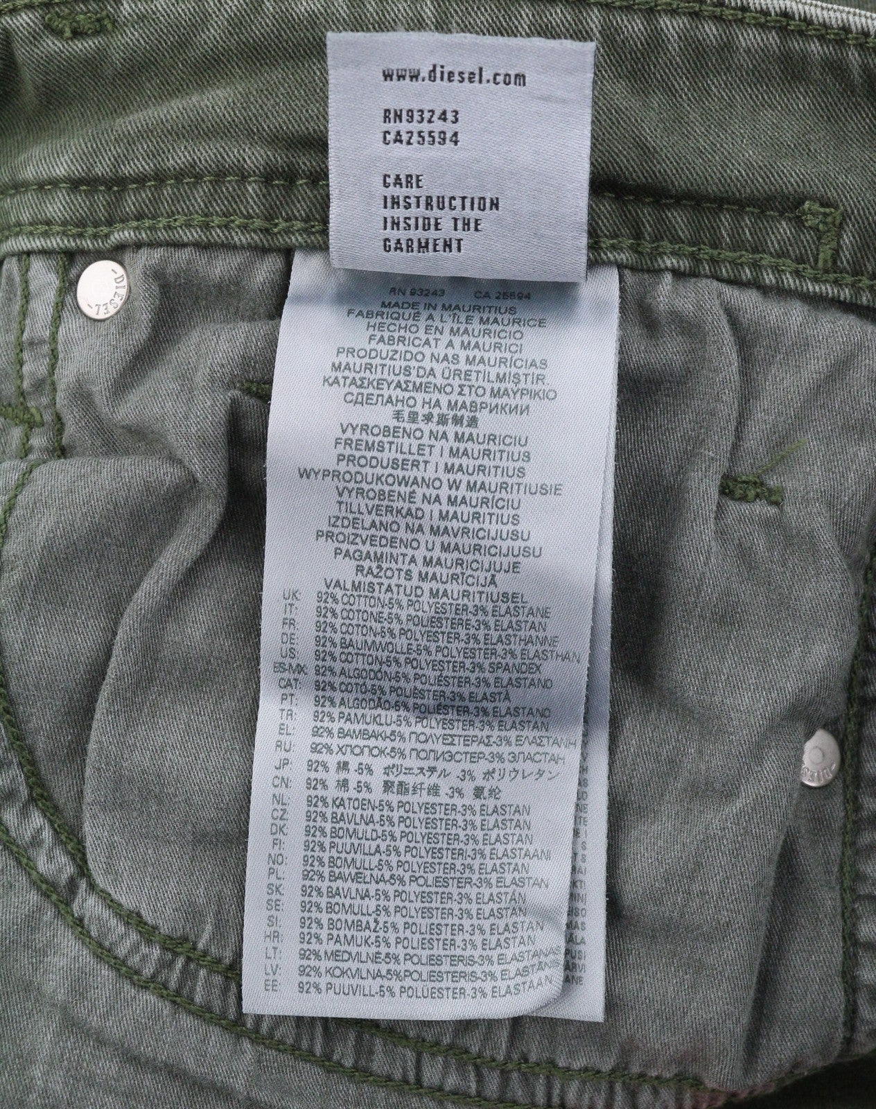 DIESEL 1979 Sleenker 0ENAK Men Jeans W29/L32 Green Whiskers Low Waist Skinny Fit