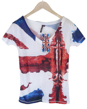 SCOTCH & SODA Boyfriend Tee Women T-Shirt XS White Printed Loose Short Sleeved