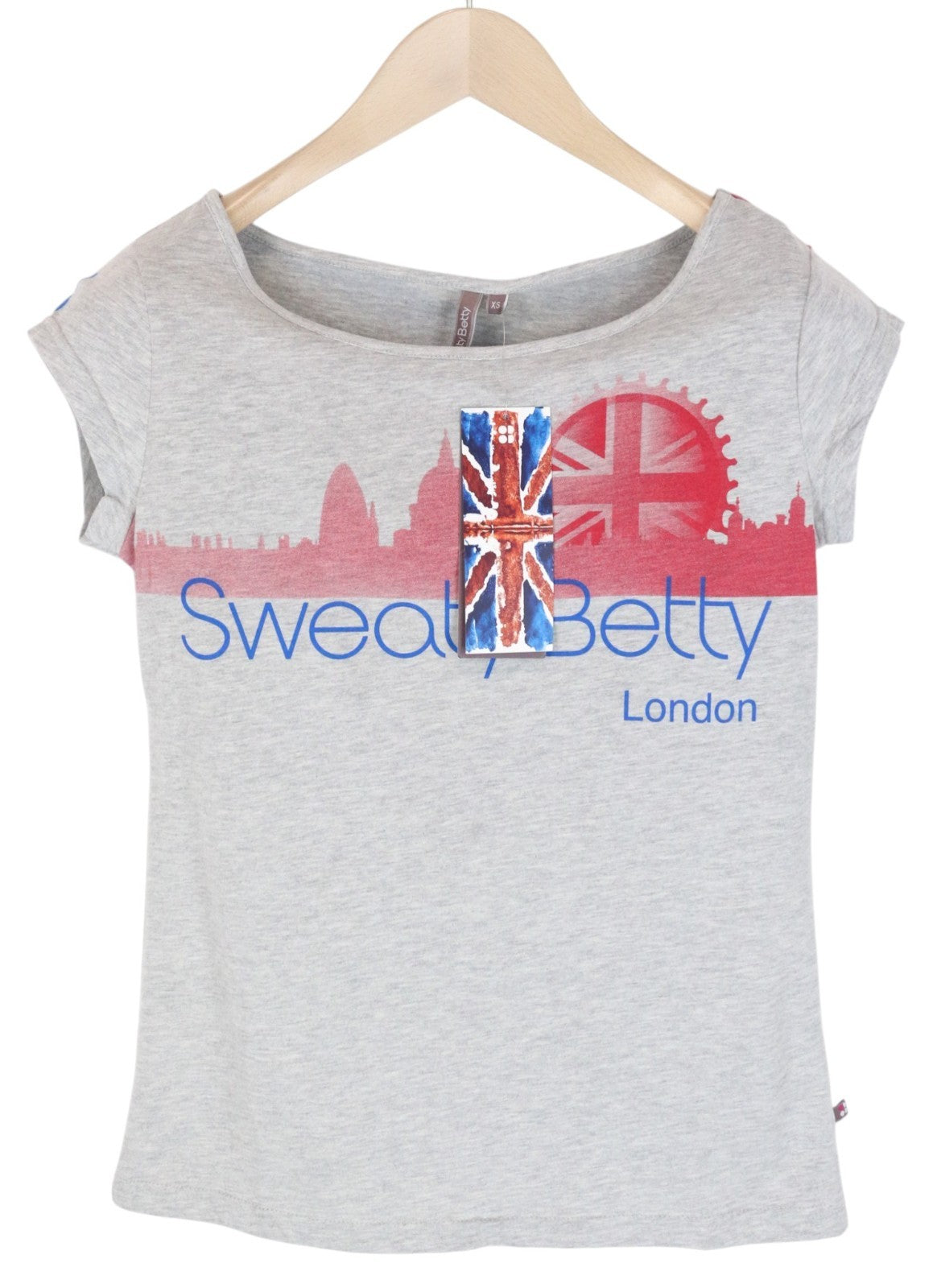 SCOTCH & SODA Patriot Women T-Shirt XS Grey Cotton Blend Union Jack Print