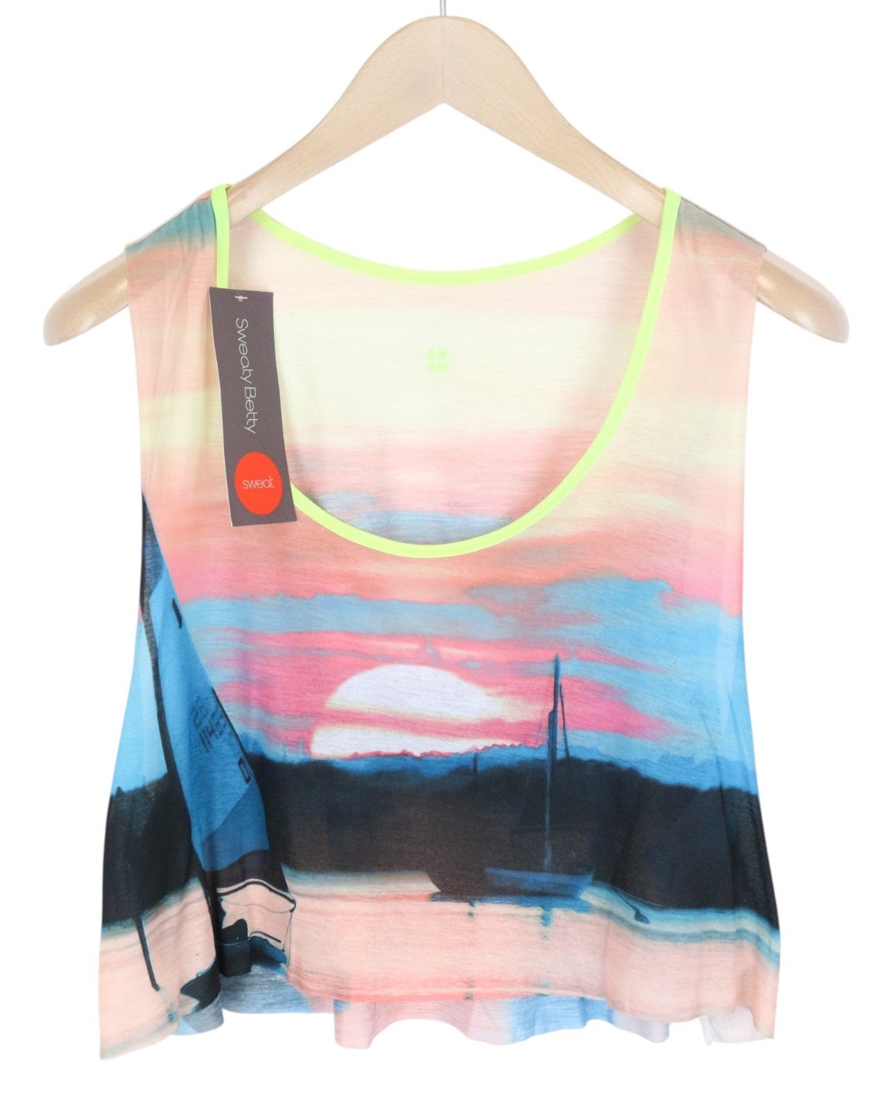 SCOTCH & SODA Skipper Run Tank Women Top L Pink Cropped Printed Sleeveless Gym