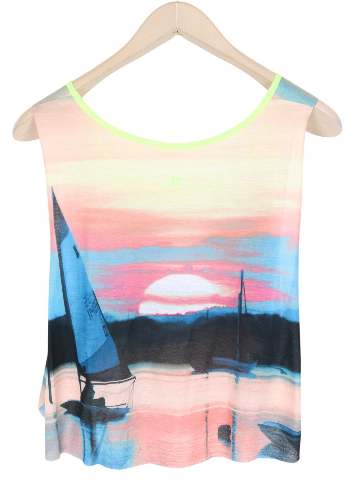 SCOTCH & SODA Skipper Run Tank Women Top L Pink Cropped Printed Sleeveless Gym