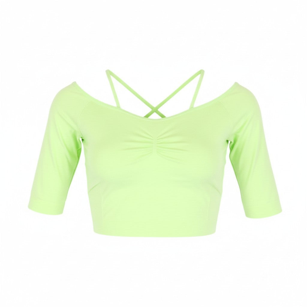 SCOTCH & SODA Vitality Dance Women T-Shirt L Green Stretch Cropped Lightweight