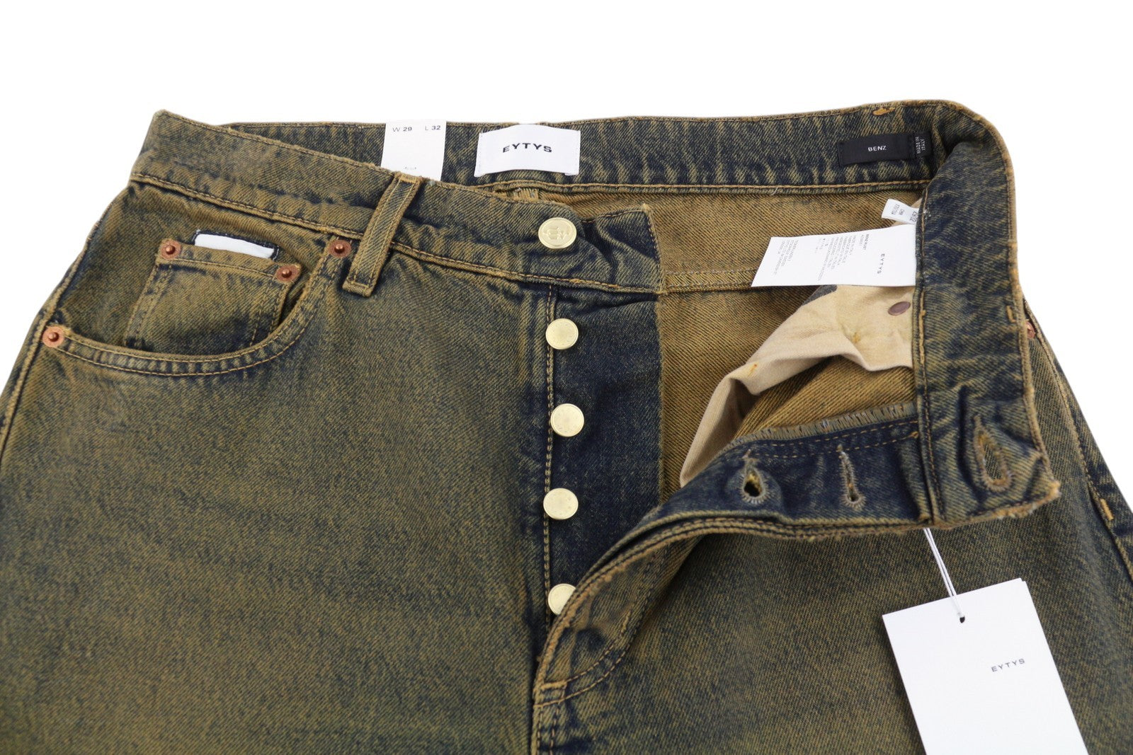 EYTYS Benz Rust Baggy Fit Women Jeans W29/L32 Orange & Blue Faded Unisex RRP370
