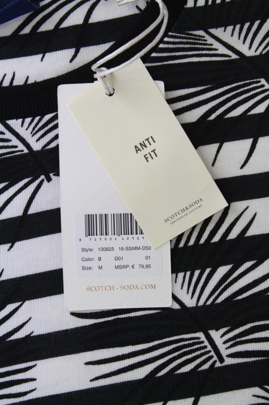 SCOTCH & SODA Ams Couture Men T-Shirt M Black White Striped Print Anti Fit