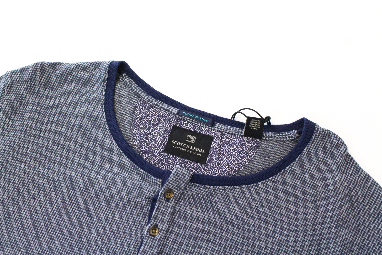 SCOTCH & SODA Ams Couture Men Sweatshirt XL Grey Blue Pattern Pure Cotton