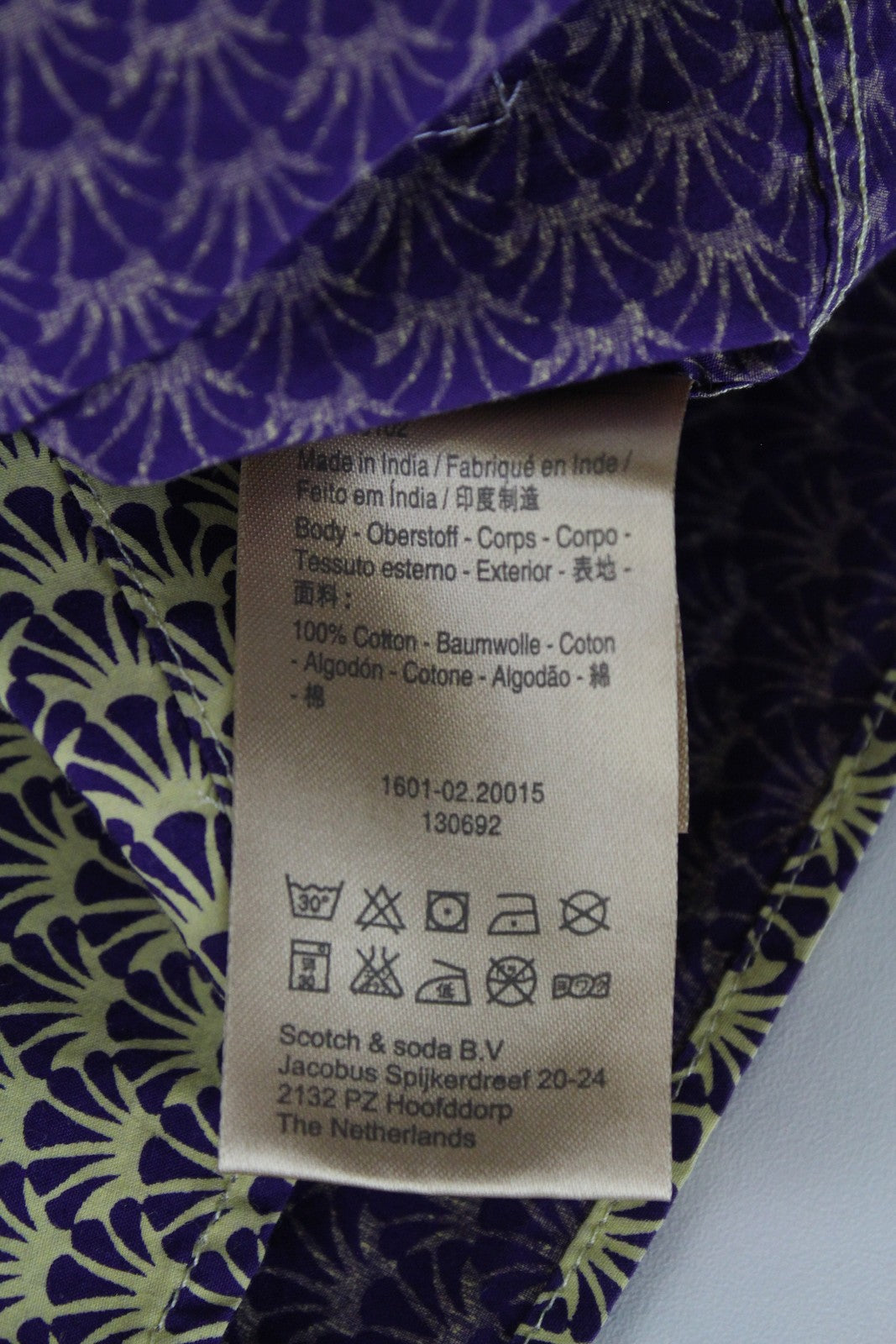SCOTCH & SODA Ams Couture Men Shirt M Purple Yellow Patterned Long Sleeve