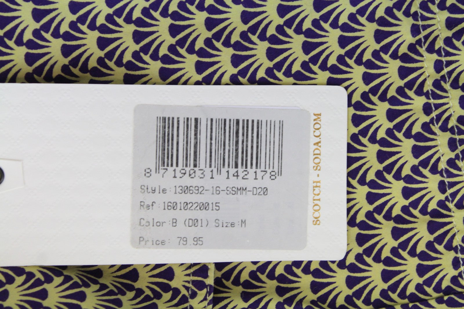 SCOTCH & SODA Ams Couture Men Shirt M Purple Yellow Patterned Long Sleeve