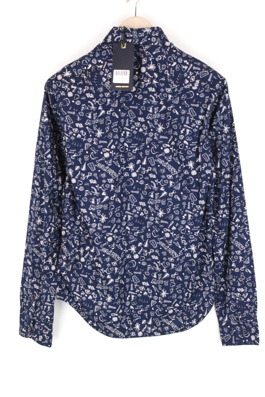 SCOTCH & SODA Ams Couture Men Shirt S Navy Pure Cotton Patterned Long Sleeve