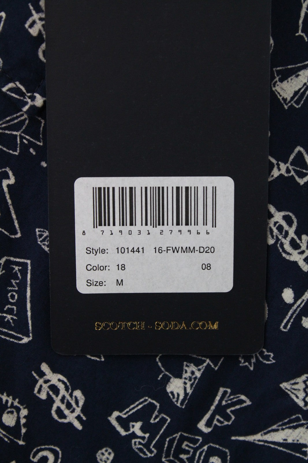 SCOTCH & SODA Ams Couture Men Shirt M Navy Button-Up Cotton Pattern Long Sleeve